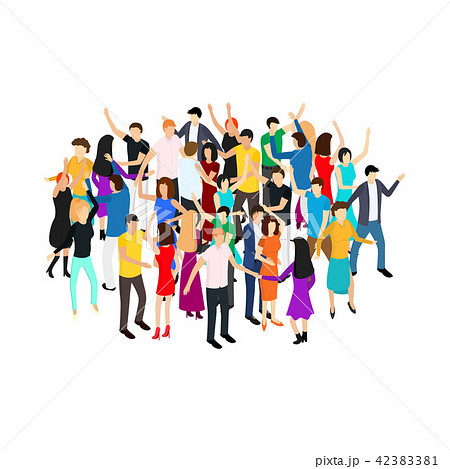 Isometric Dancing People Characters Crowd のイラスト素材