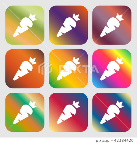 Carrot Vegetable icon sign. Nine buttons with brig Carrot Vegetable icon sign. Nine buttons with brig 42384420