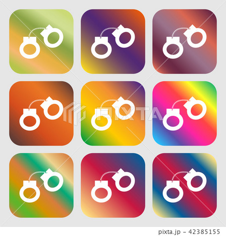 handcuffs icon . Nine buttons with bright gradient handcuffs icon . Nine buttons with bright gradient 42385155