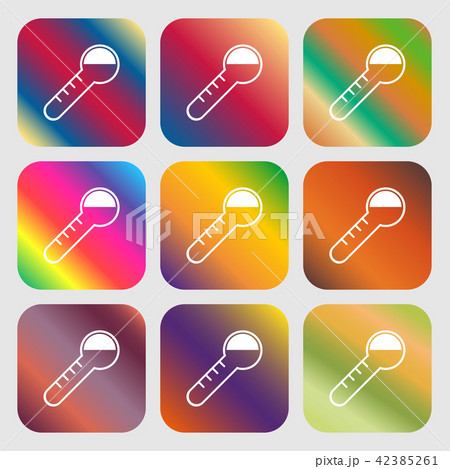 Thermometer icon . Nine buttons with bright gradie 42385261