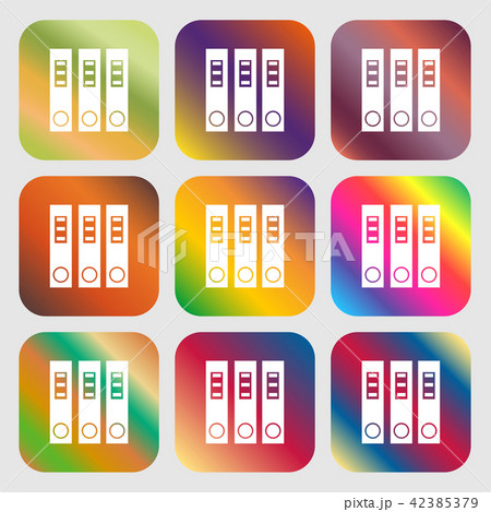 Folder icon . Nine buttons with bright gradients f 42385379
