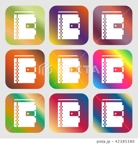 notebook icon . Nine buttons with bright gradients 42385380