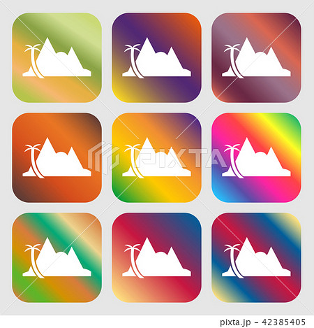 Mirage icon . Nine buttons with bright gradients f 42385405