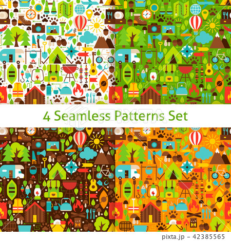 Four Flat Camping Patterns Set Four Flat Camping Patterns Set 42385565