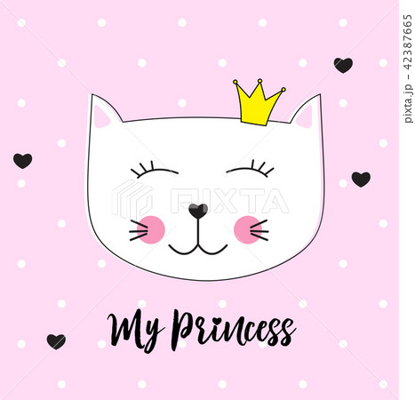 Little Cute Cat Princess Vector Illustration Little Cute Cat Princess Vector Illustration 42387665