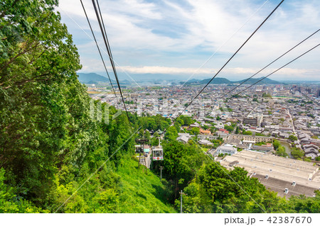 近江八幡 滋賀県 八幡山ロープウェーの写真素材