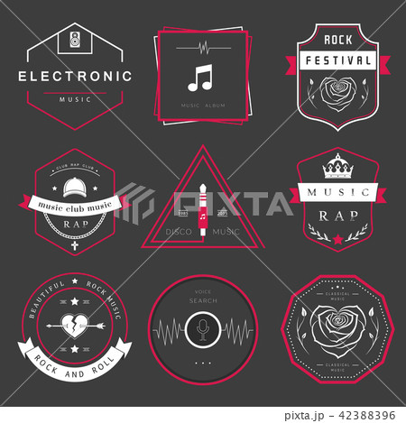 Vector Badges Rock, Rap, Classical and Disco Music 42388396