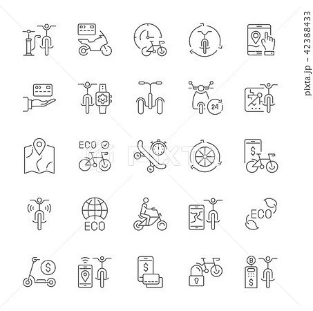 Set of Simple Icons of Bike Sharing. 42388433