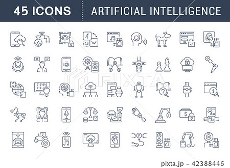 Set Vector Line Icons of Artificial Intelligence. Set Vector Line Icons of Artificial Intelligence. 42388446