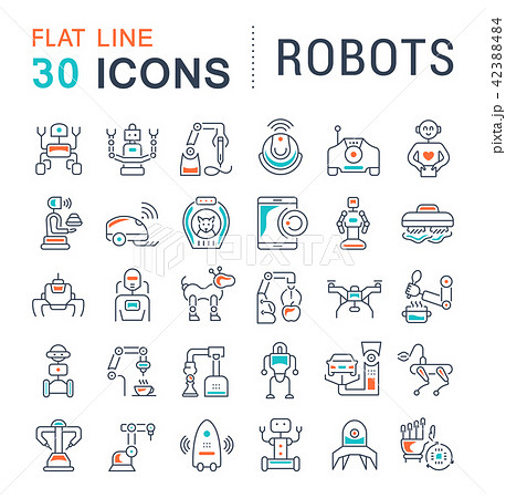 Set Vector Line Icons of Robots. 42388484
