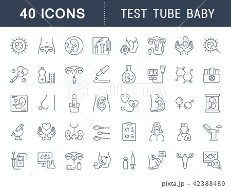 Set Vector Line Icons of Test Tube Baby. 42388489