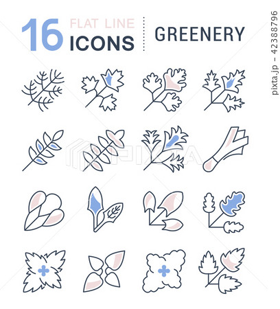 Set Vector Line Icons of Greenery. 42388796