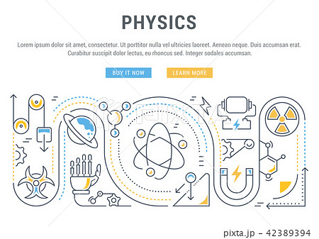 Website Banner And Landing Page Of Physics のイラスト素材