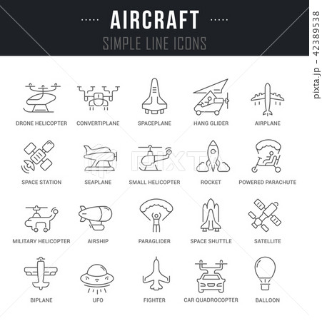 Set Vector Line Icons of Aircraft. 42389538