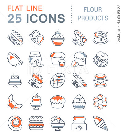 Set Vector Line Icons of Flour Products. 42389807