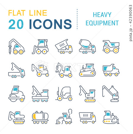 Set Vector Line Icons of Heavy Equipment. 42390063