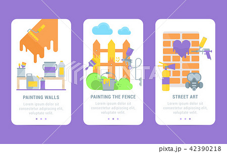 Set of Cards of Tools for Painting. Set of Cards of Tools for Painting. 42390218