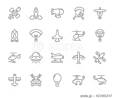 Set of Simple Icons of Aircraft. 42390247