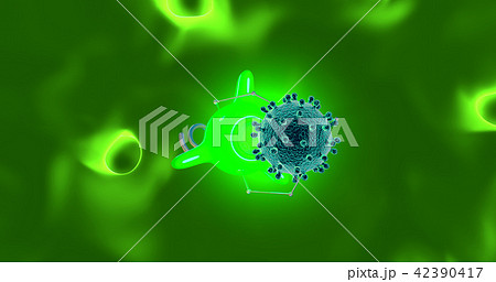 The nanorobot catches and destroys the virus. 3D render. 42390417
