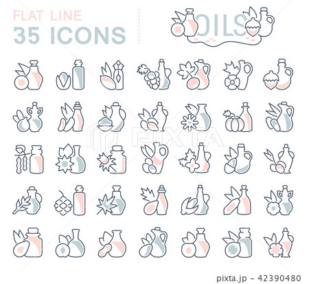 Set Vector Line Icons of Oils 42390480
