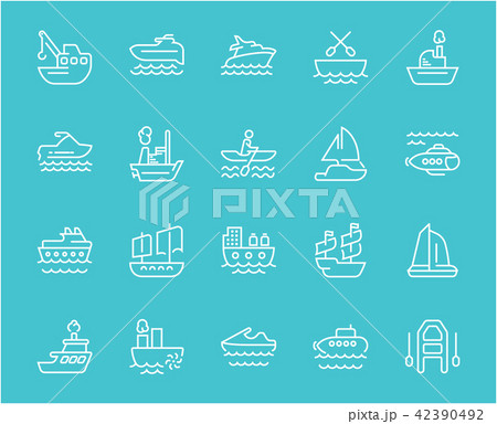 Set of Line Icons of Maritime Transport. Set of Line Icons of Maritime Transport. 42390492