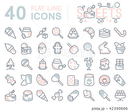 Set Vector Line Icons of Sweets 42390606