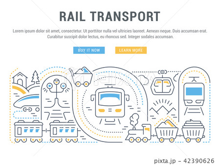 Website Banner and Landing Page of Rail Transport. 42390626