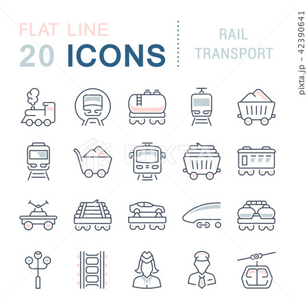 Set Vector Line Icons of Rail Transport. 42390641