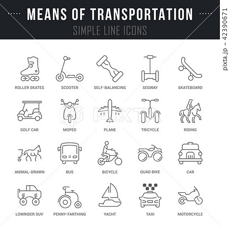 Set Vector Line Icons of Means of Transportation. 42390671
