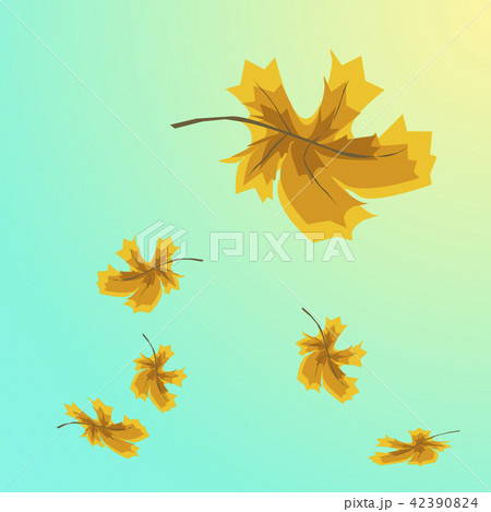 Illustration of a hand drawn with yellow  leaves 42390824