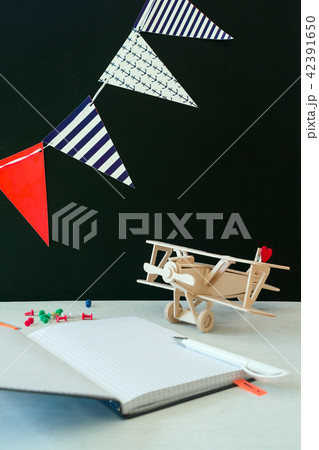 open notebook with stationery. open notebook with stationery. 42391650