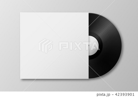 Vector realistic 3d music gramophone vinyl LP record with cover icon closeup isolated on white 42393901
