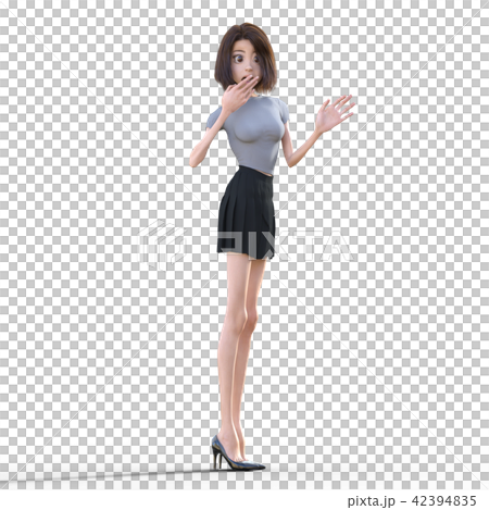 Deformed character Young lady perming3DCG Illustration material Deformed character Young lady perming3DCG Illustration material 42394835