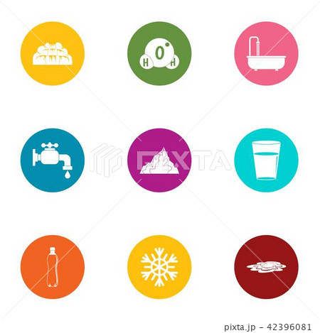 Water pipe icons set, flat style Water pipe icons set, flat style 42396081