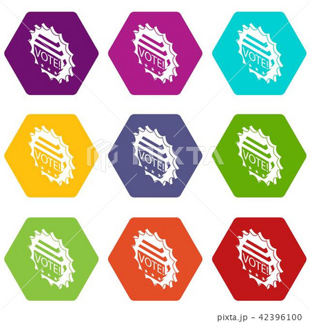 Vote emblem icons set 9 vector 42396100