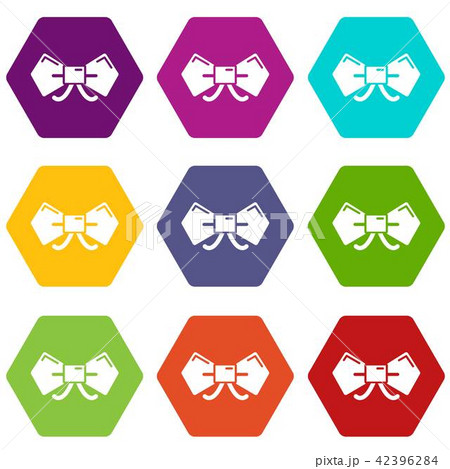 Bow tie hipster icons set 9 vector 42396284