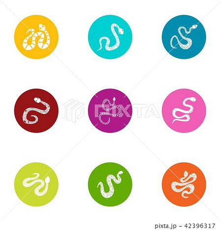 Serpent icons set, flat style 42396317