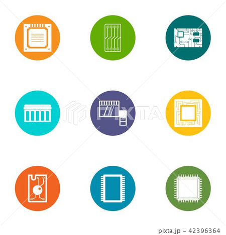 Technical component icons set, flat styleのイラスト素材 [42396364] - PIXTA