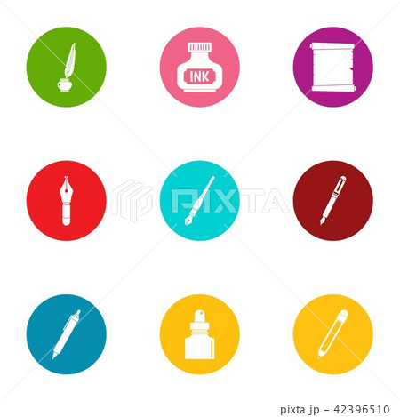 Ink inscription icons set, flat style 42396510
