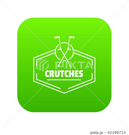 Crutches icon green vector 42396713