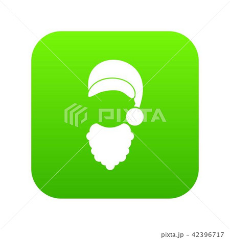 Cap with pompon of Santa Claus and beard icon digital green 42396717