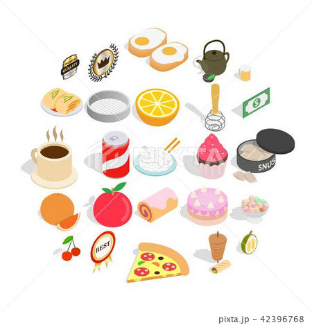 Delicious dishe icons set, cartoon style Delicious dishe icons set, cartoon style 42396768