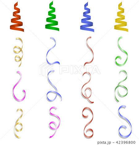 Serpentine coil ribbon mockup set, realistic style 42396800