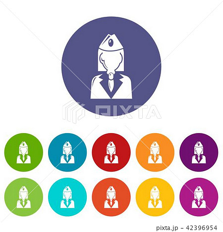 Train conductor icons set vector color 42396954