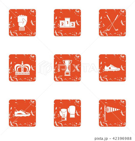 Ascent icons set, grunge style 42396988