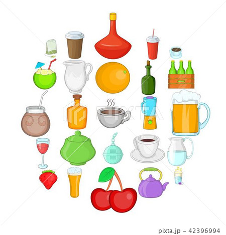 Boozing icons set, cartoon style Boozing icons set, cartoon style 42396994