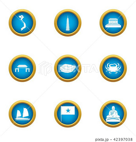 Vietnam asia icons set, flat style 42397038
