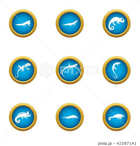 Viviparous lizard icons set, flat style 42397141