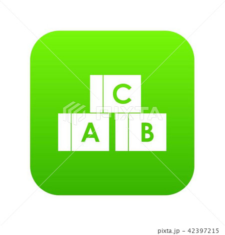 Alphabet cubes with letters A,B,C icon digital green 42397215