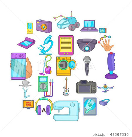 Electronic device icons set, cartoon style 42397356